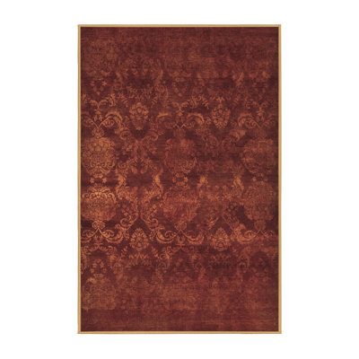 Tapis en laine / polyester tissé à la machine de couleur unie rouge foncé Junayah