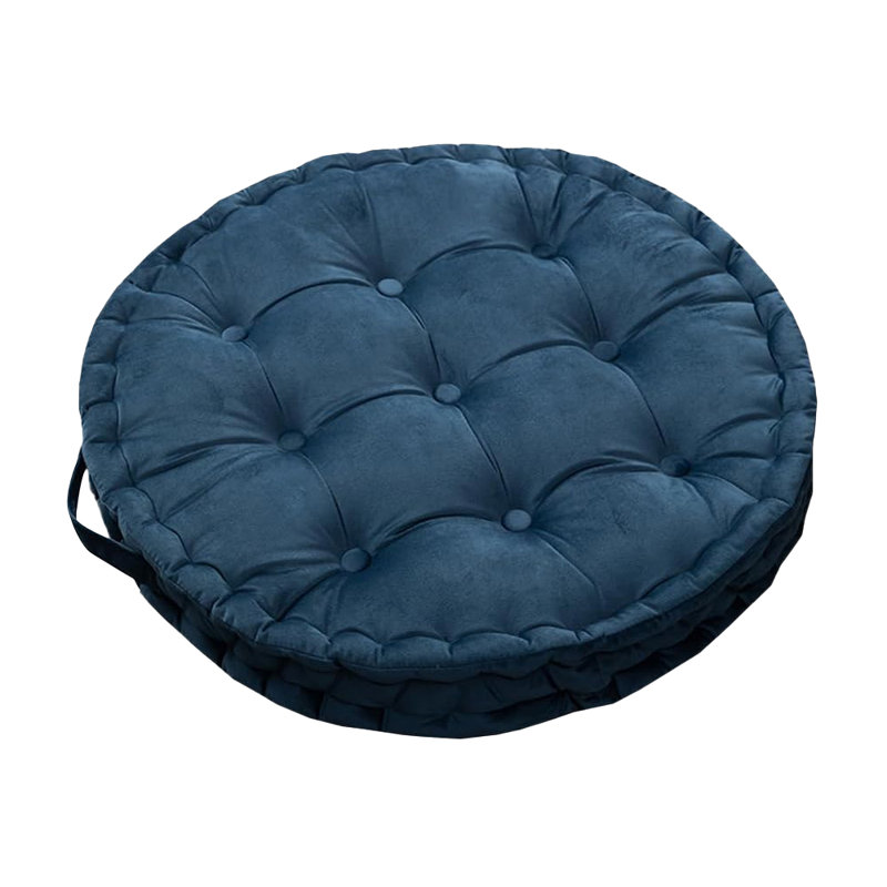 Coussin de méditation rond 23,6 po, coussin de sol épais pour yoga et tatami, Dark Blue