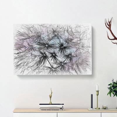 Dandelion Seeds In Blue & Pink - Wrapped Canvas