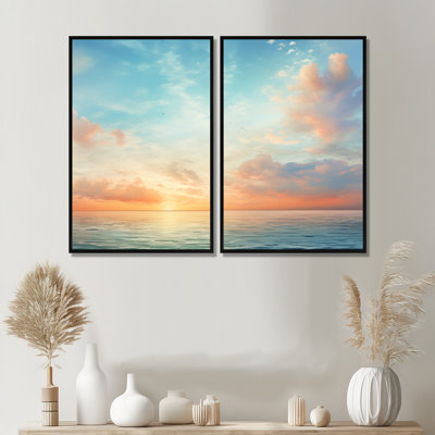 «Orange Sky Harmony Of Horizon», impressions sur toile grand ciel
