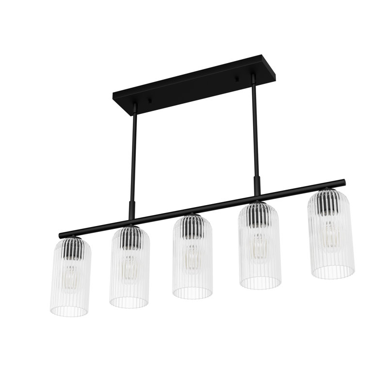 Hunter x Jasmine Roth Beverly Glen 5 Light Chandelier Ceiling Light Fixture, Clear, Matte Black