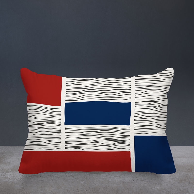 Coussin intérieur / extérieur Rapu, Rouge / bleu marine
