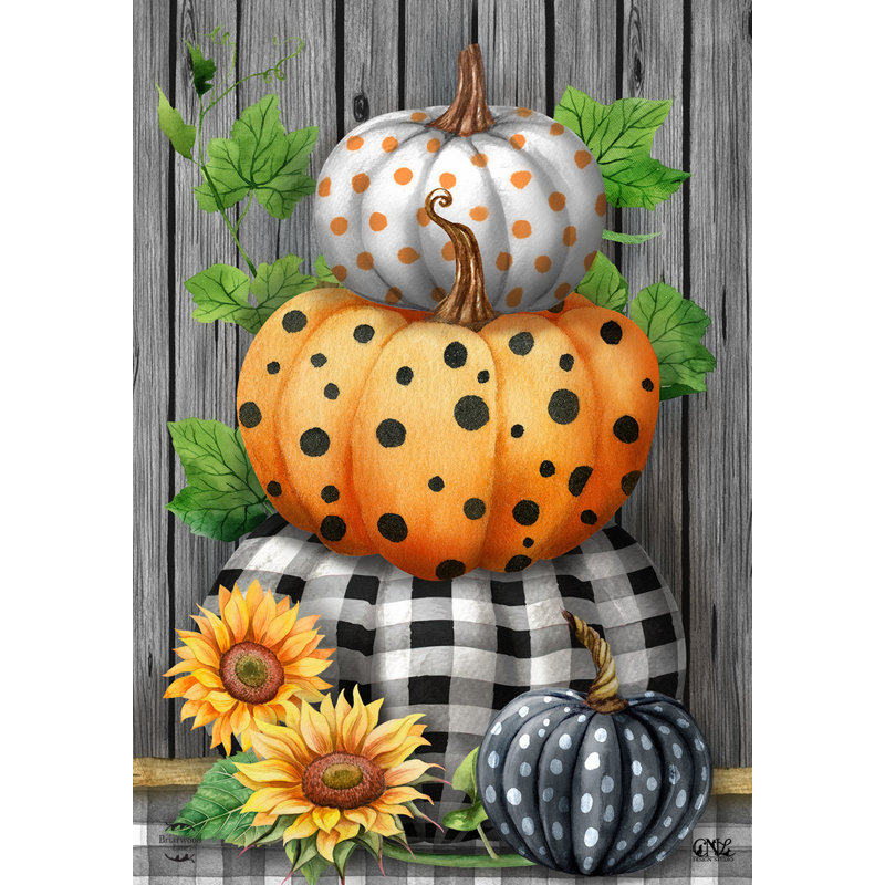 Patterned Pumpkin Stack Garden Flag