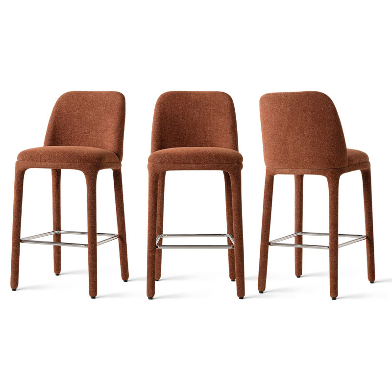 Tabouret de comptoir moderne entièrement rembourré en tissu de 26,5 pouces (ensemble de 3), Terra