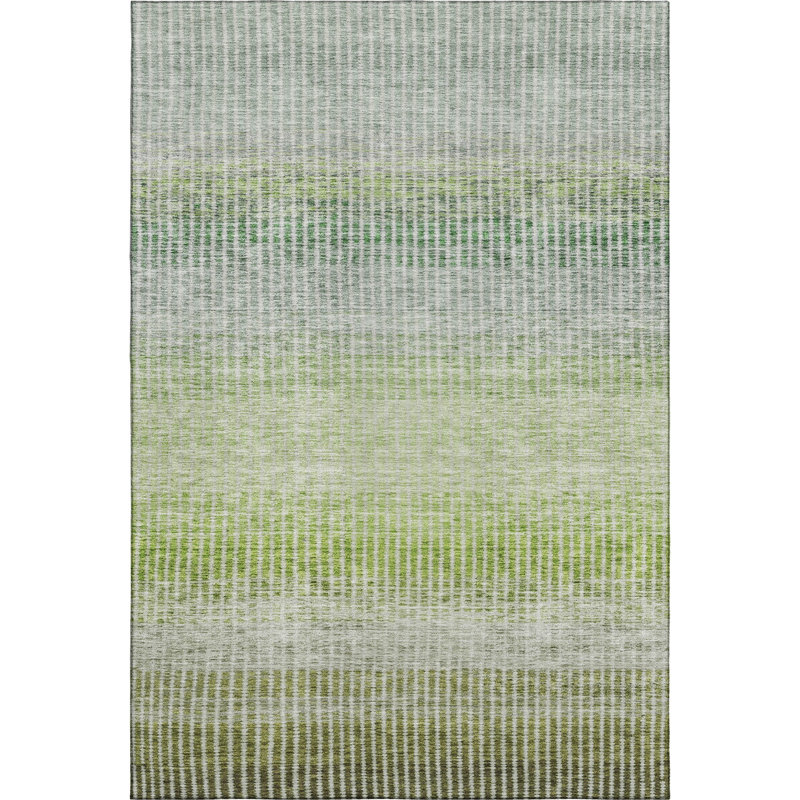 Premium Machine Washable Mayfield AMF2313 Stripes Rug, 8' x 10', Olive