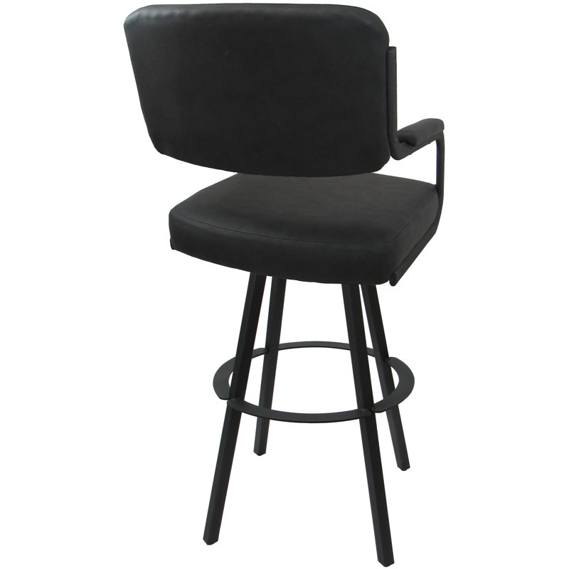 Tabouret de bar pivotant Kambria, Vinyle gris / cadre gris