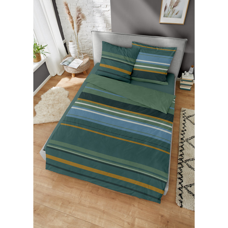 Grow Striped Duvet Cover with Pillowcases, 200 x 220 cm - 2 Pillowcases (80 x 80 cm)