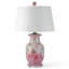 Lampe de table en porcelaine peinte à la main rose / blanc / transparent en saule