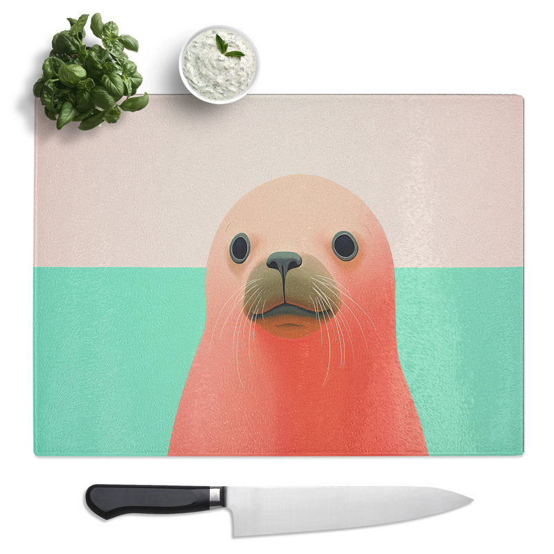 Sea Lion Minimalism  Glass Chopping Board