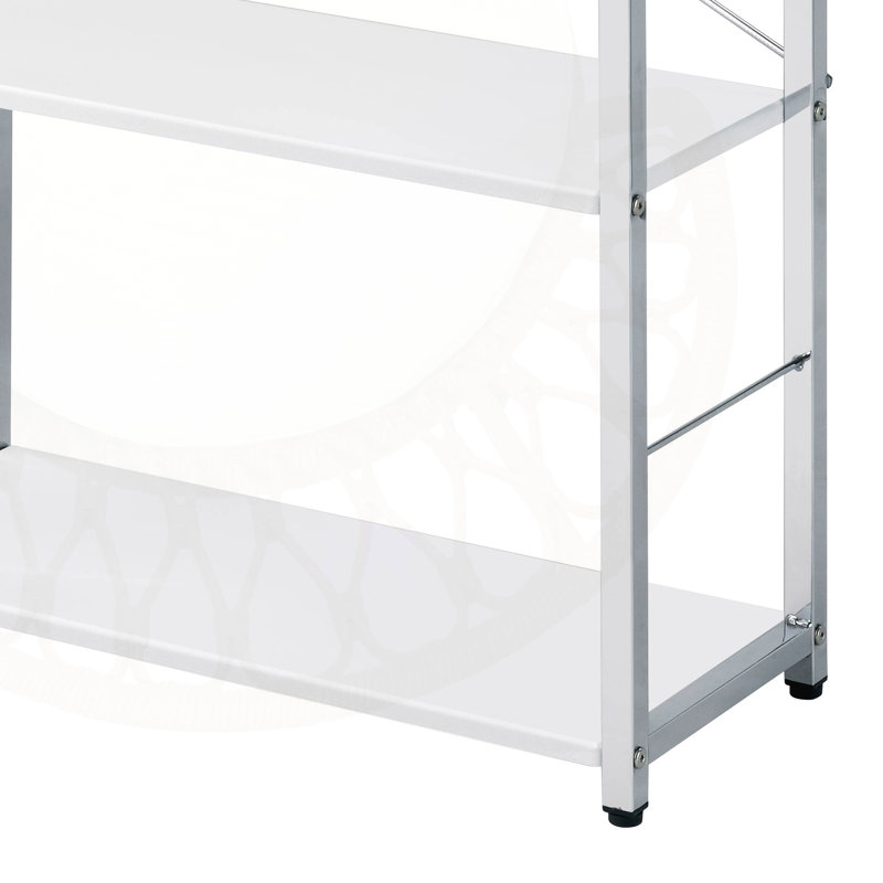White & Chrome Finish Bookshelf With Modern Design And Sturdy 4-Tier Storage, Perfect For Organizing And Displaying Essentials.