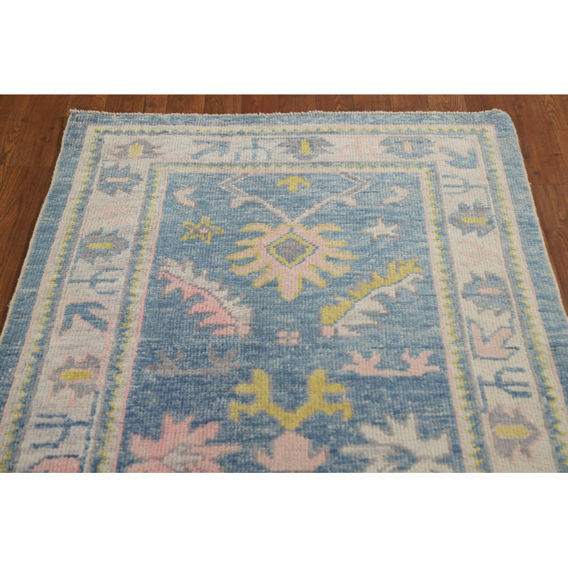 Vegetable Dye Oushak Turkish Runner Rug 3x16
