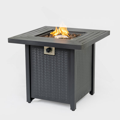 28-Inch Iron Square Propane Fire Pit Table