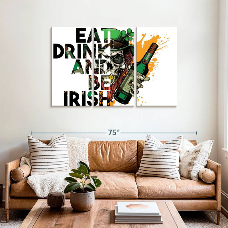 Lelend Eat Drink And Be Irish Skull, H 36 po x l 57 po