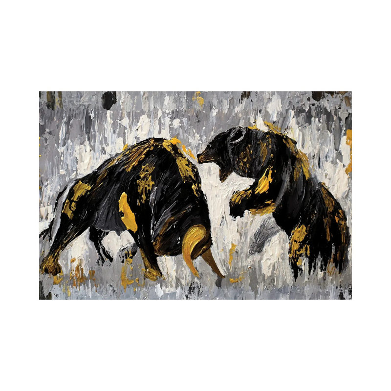 Bull contre ours Stock Market - Giclée sur toile tendue avec châssis, H 12 po x l 18 po