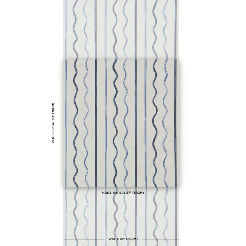Schumacher x Backdrop Affogato Wallpaper, Cornflower/Deep Navy