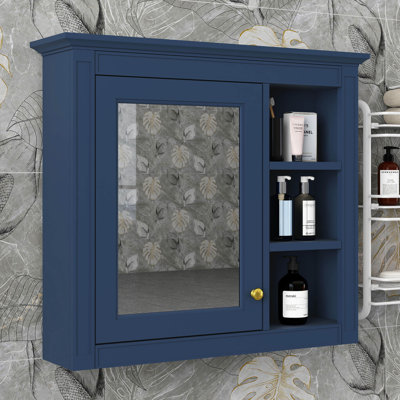 Armoire murale 30 po x 28 po avec miroir, armoire à pharmacie avec 3 tablettes ouvertes (meuble-lavabo non inclus)
