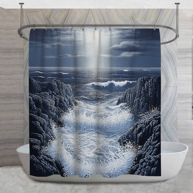Rideau de douche Ocean Waves - Nature, H 73 po x l 70 po