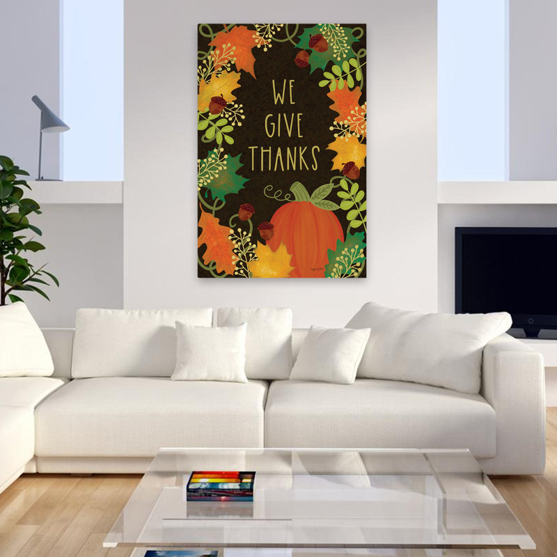 We We Thanks Thanks - Art contemporain avec feuilles de glands d'automne de l'Action de grâce, H 32 po x l 48 po