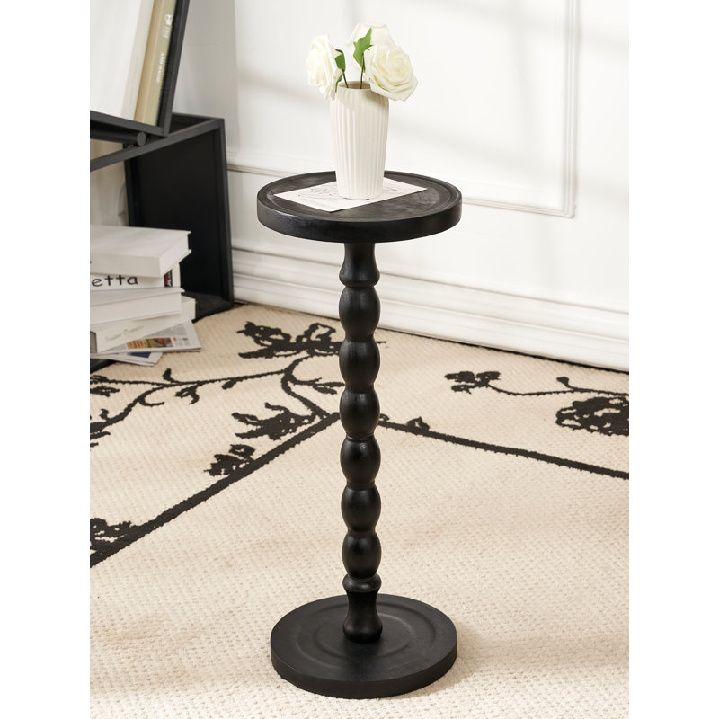 Solid Wood Round End Table,Pedestal Drink Table, Tall Plant Stand, Black, Espresso Wood