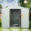 Remise extérieure en métal de 6 pi x 5 pi en blanc - Structure en fer galvanisé pour la robustesse, panneaux, ventilation perforée, porte coulissante avec cadenas, structure de plan de montage facile, évents de circulation d'air, guide