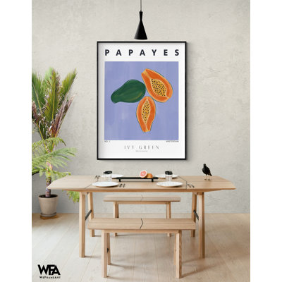 «Papayes» par Sophie Bek, idée de décoration de fruit de papaye exotique, décoration de cuisine pour centre de perte de poids, diététiste, art mural