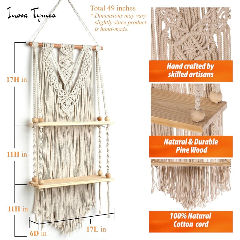Étagère murale décorative de chambre à coucher Boho