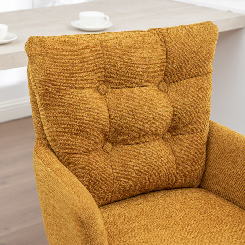 Zareon 27.95” Double-Layered Velvet-Padded Bar Stools, Yellow