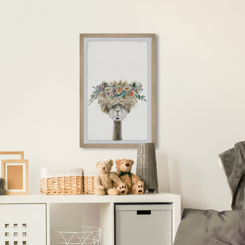Roderica «Laid-back Flower Crowned Llama», reproduction encadrée, H 30 po x l 20 po x P 1,5 po