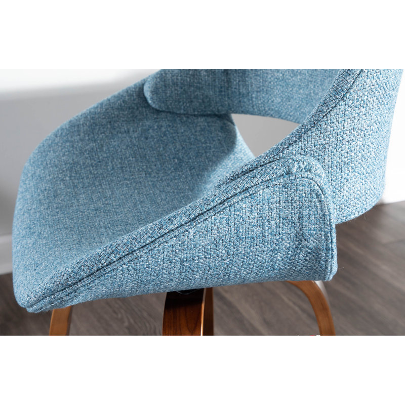 Fixed-Height Bar & Counter Stools with Square Footrest & Fabric Upholstery, Blue, Counter Stool (26" Seat Height)