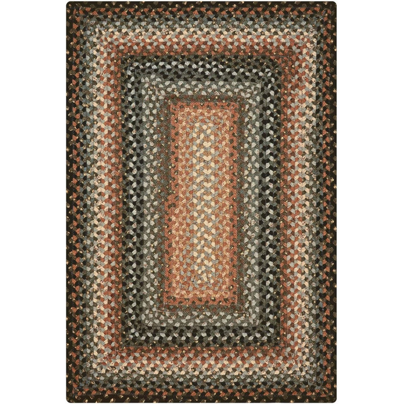Tapis en coton tressé pour décor côtier Privett, Rectangle 1 pi 8 po x 2 pi 6 po, Noir / brun