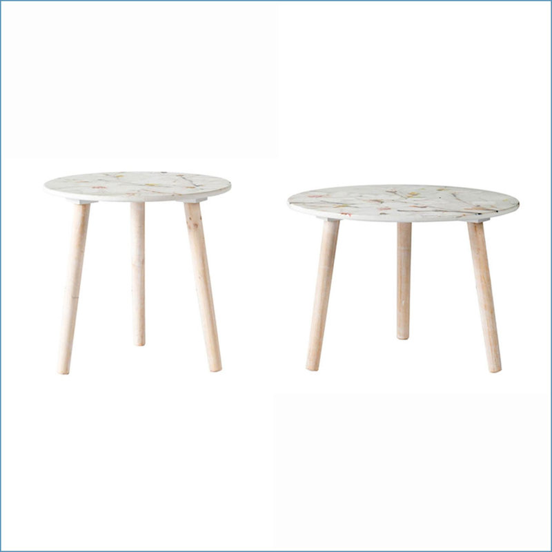 Ensemble de tables basses en MDF inspirées de la nature avec dessus floraux - Ajoutez un impact visuel au salon, au vestibule ou à la chambre à coucher