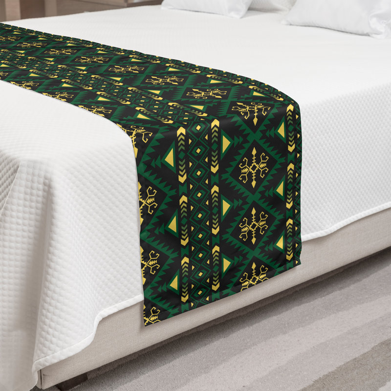 Chemin de lit Ambesonne Boho à motifs tribaux et imprimés gris anthracite, Grand lit