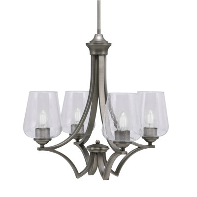 Zilo 4 Light Uplight Chandelier Shown With 5" Clear Bubble Glass