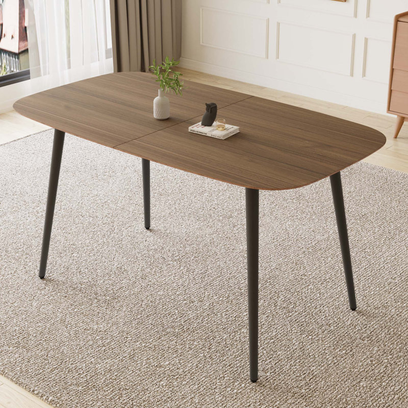Rectangular Table, Modern Dining Kitchen Table, Tan/Black, 29.9" H x 55.1" L x 31.5" W