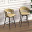 Ensemble de 4 tabourets de bar 28 po en cuir tressé en cuir technique avec pieds noirs, pas d'îlot de cuisine réglable, 360 tabourets de bar pivotants avec repose-pieds-801874835