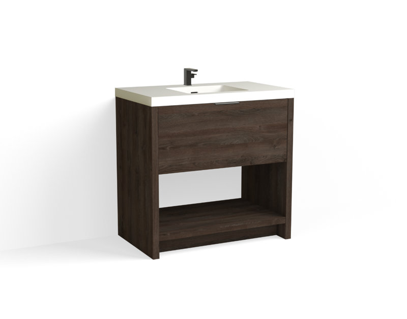 Vista 36" W Freestanding Single Bathroom Vanity, White Matte, Biondo/Polished Nickel, Single-Hole