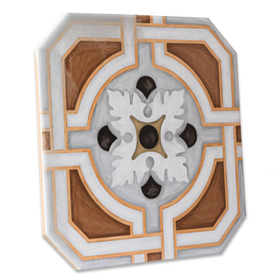 Vaudeville Octagon Deco Zimer W/Taco 7-7/8 In. X 7-7/8 In. Porcelain Floor And Wall Tile