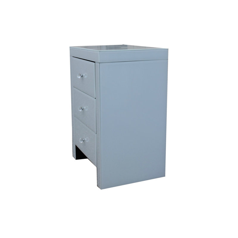 Stylish Mirrored Nightstand with Triple Drawers