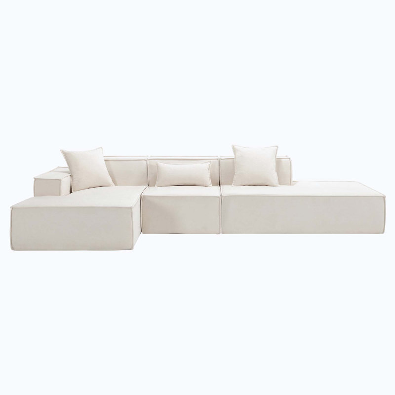Modular Sofa,No Assembly Needed, Left Hand Facing, Beige