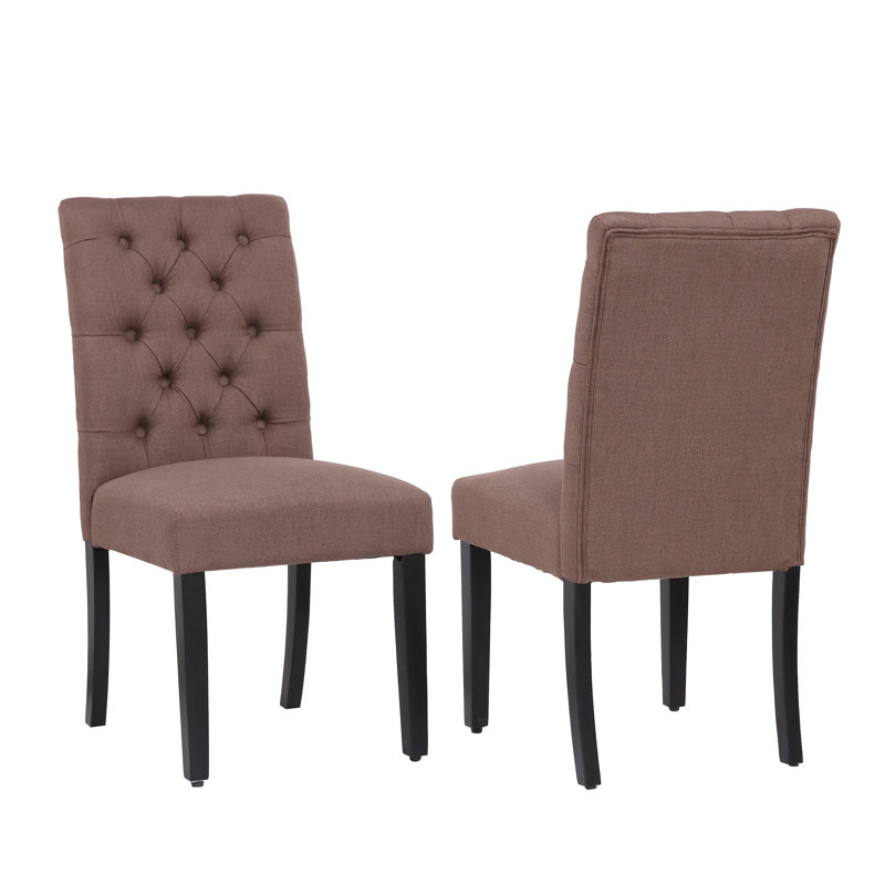Chaise d'appoint rembourrée en lin capitonné Wren, Marron, 2