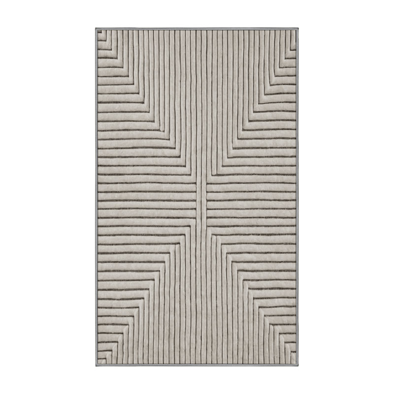 Tapis gris soyeux et moelleux, Rectangle 7 pi x 9 pi