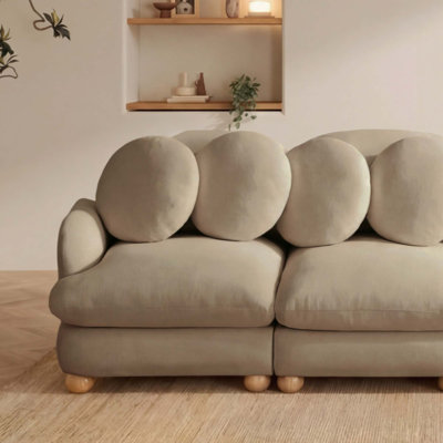Large Chenille Modular Sectional Sofa, 4 Seater Deep Seat Couch with 8 Throw Pillows,Solid Wood Frame for Living Room, Bedroom and Apartment