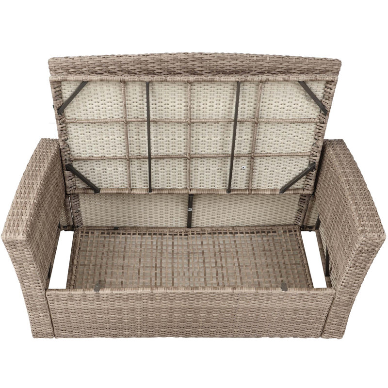 Canapé modulaire en osier avec repose-pieds et coussins 4 pièces U-style, Gris