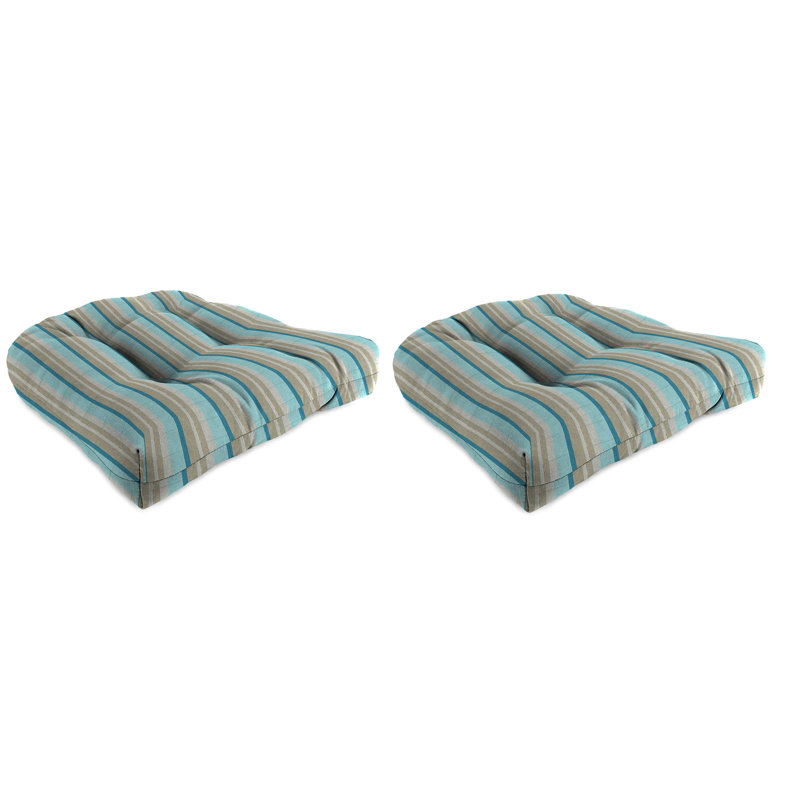 Contoured Outdoor Wicker Seat Cushion, Gateway Mist Polyester