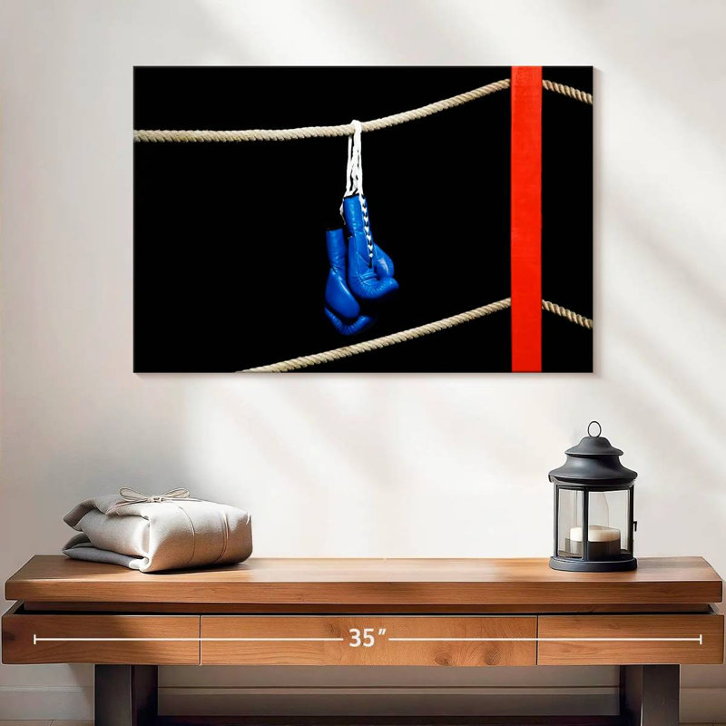 Gants de boxe bleus, H 16 po x l 24 po