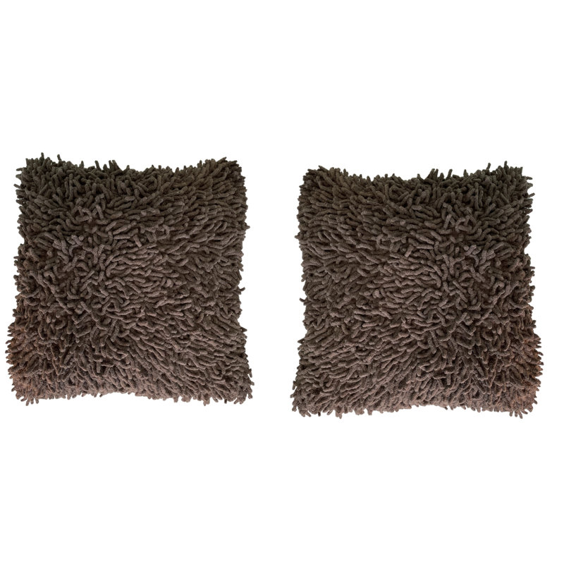 Housse de coussin en chenille 18 po , Brun