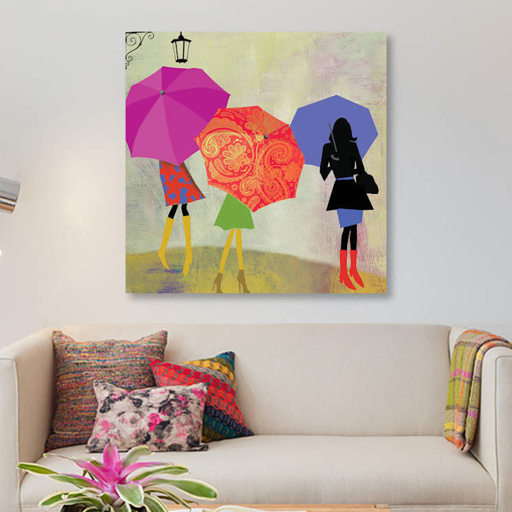 « parasol filles », impression sur toile, H 26 po x l 26 po x P 1,5 po, Toile tendue, Pas de tapis