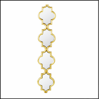 Gold Narrow Four Tiered Wall Mirror, 9.5X1x47.2, Perfect For Enhancing Room Brightness And Creating A Luxurious Aesthetic