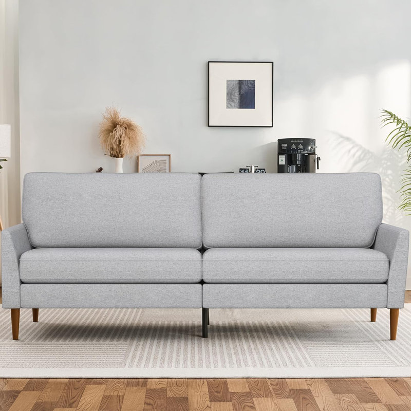 Causeuse standard rembourrée, Lin gris, H 35 po x l 68 po x P 30 po