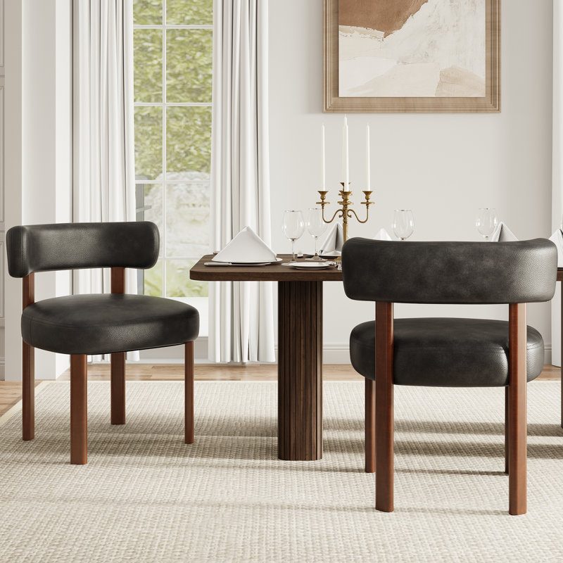 Chaise d'appoint rembourrée en similicuir, Noir